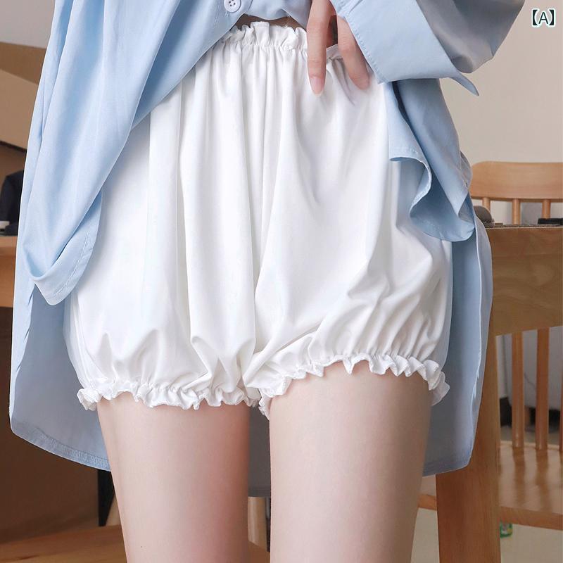 レディース レギンス シャーク 安全 パンツ 夏 露出 防止 薄手 JK 外出 可 白 女の子 花 蕾 ショート パンプキン レギンス