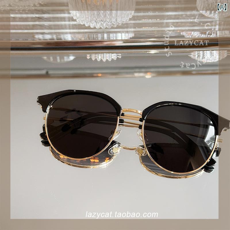 サングラス　めがね　スタイリッシュ 55 mm レトロ 眉毛 フレーム ラウンド べっ甲 カラー サングラス ..