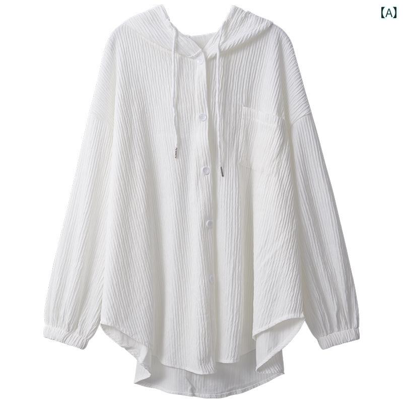 パーカー　薄手　ジャケット 女性用 ホワイト 長袖 日焼け防止 服 夏 2025 ミディアム 丈 カーディガン..