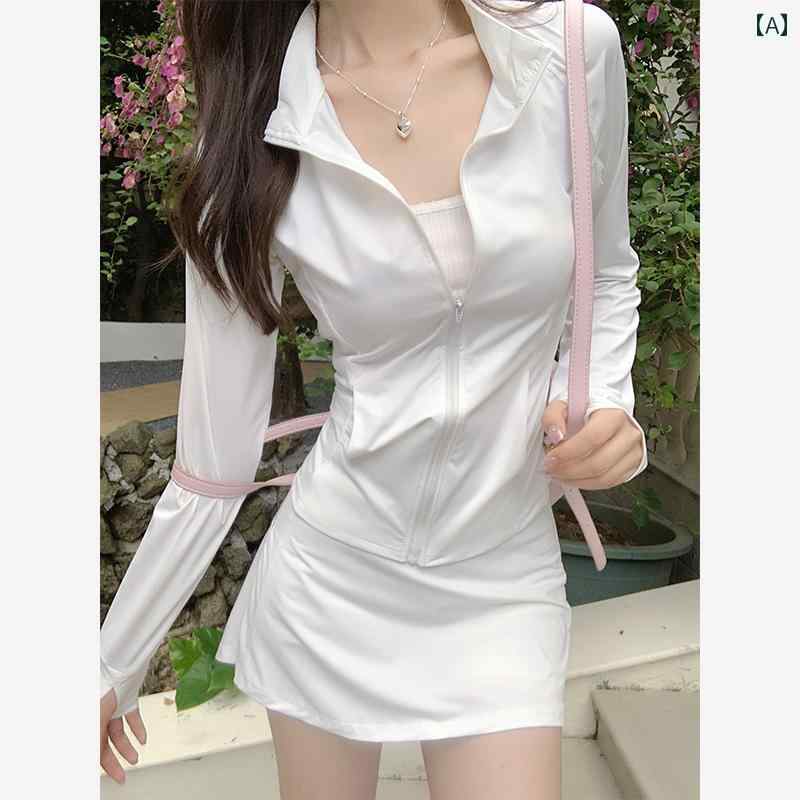 パーカー　薄手　ジャケット 冷感 日焼け防止 服 女性用 夏用 薄手 スタイル 2025 スリム ウエスト スタンドカラー 小さめ ヨガ トップス ジャケット