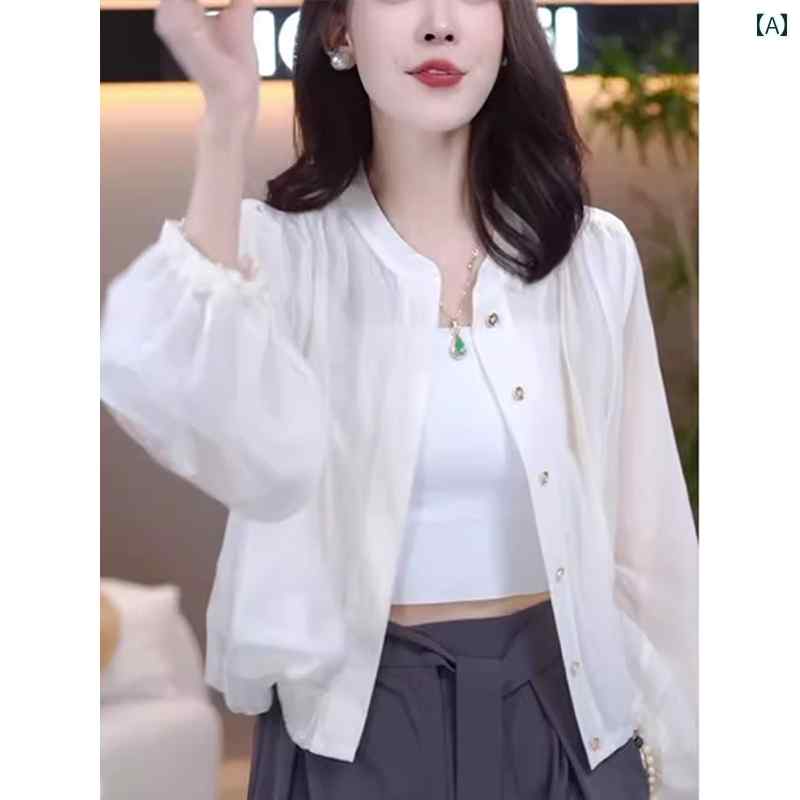 パーカー　薄手　カジュアル ホワイト 薄手 日焼け防止 ジャケット レディース 夏の ファッション シフ..