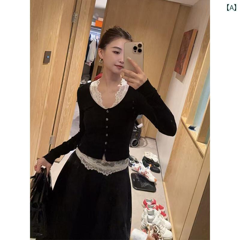 レディース　シャツ　レース の 商品 2025 春の ファッションデザイ スタイル Vネック レース レイ ヤ..