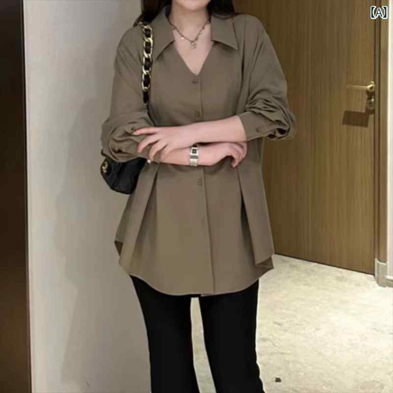 レディース　コート　ジャケット 大きいサイズ フレンチ ウエスト 長袖 小さい トップス 春 脂肪 mm 体型カバー 薄手 ミディアム ロング シャツ レディース