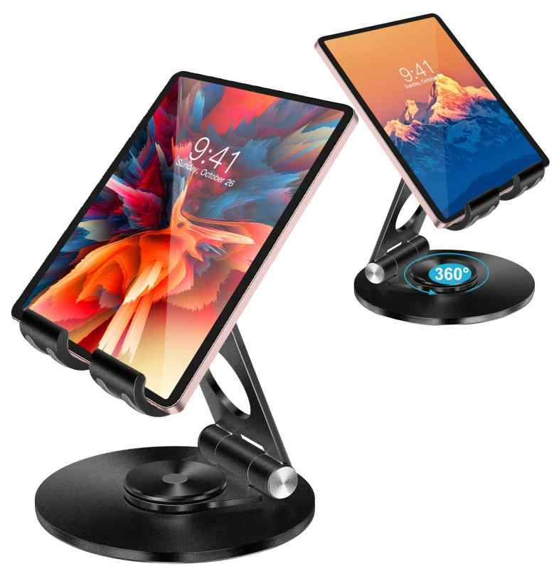 タブレット スタンド ipad スタンド スマホ スタンド Vitahop 携帯スタンド iphone スタンド 卓上タブレット スタンド 折り畳み 回転板付きのタブレットスタンド 360°角度調整可能 滑り止めシリ