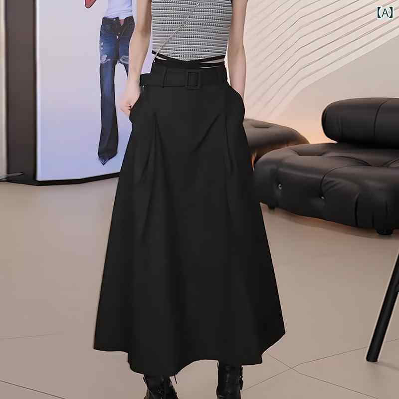 レディース　スカート　ハイウエスト 夏の 韓国 黒 スカート 女性用 2025新 スタイル ファッション ハ..