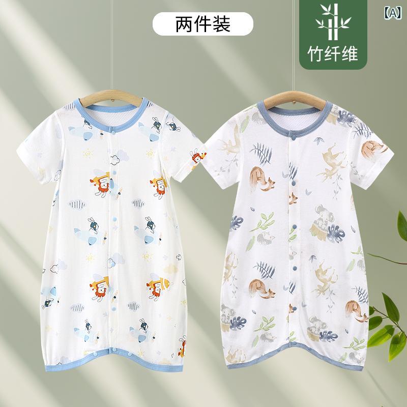 赤ちゃん　パジャマ　ベビー服 ベビー パジャマ 薄手 夏 男の子 女の子 小さい 月齢 腹 保護 半袖 ジャ..