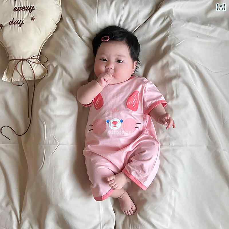 ベビー　服　赤ちゃん 女の子 綿 夏 半袖 ロンパース 2025 新型 新生児 薄手 ワンピース ハイハイ 服 ..