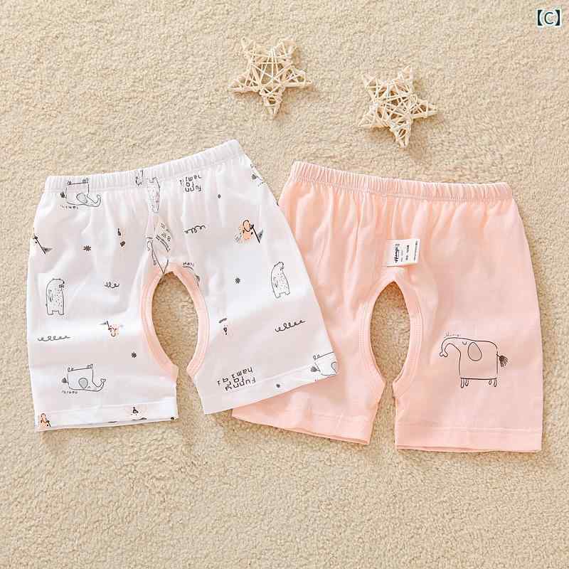 ベビー　服　赤ちゃん ベビー ショーツ 夏 薄手 オープンクロッチ パンツ 綿 骨なし 子供用 パジャマ フル コットン