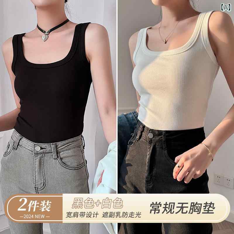 タンクトップ　レディース　ノースリーブ レディースボトム ベスト インナーウェア 2025 スクエアネッ..