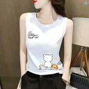 タンクトップ レディース ノースリーブ 綿の 白い キャミソール トップ 女性用 大きいサイズ 夏の スタイル アウターウェア 露出 防止 ウエスト コート T...
