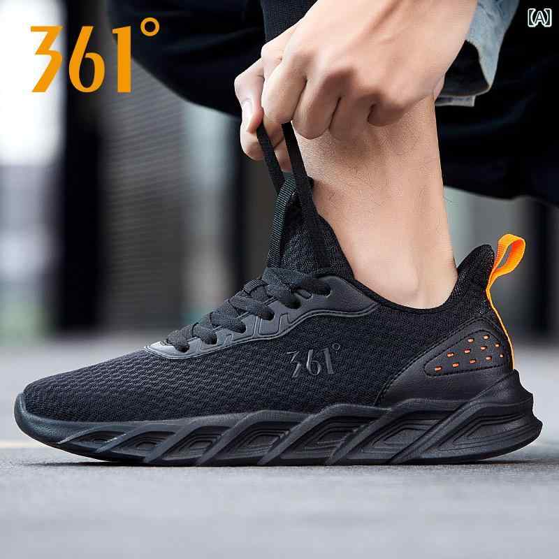 シューズ　ランニング　スポーツ 361 メンズシューズ スポーツ シューズ メンズ 2024 秋 メッシュ 通気性 ランニング 軽量 快適 ブラック