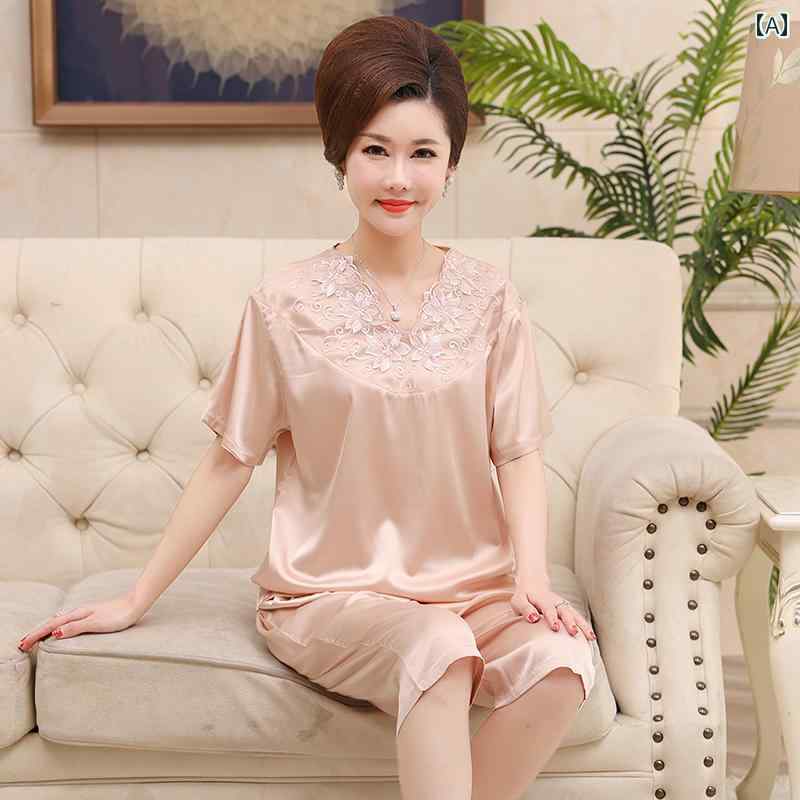 半袖　半ズボン　パジャマ 夏の 女性用 パジャマ 冷感の 涼しい 半袖 大きいサイズ ホームウェア 中年..