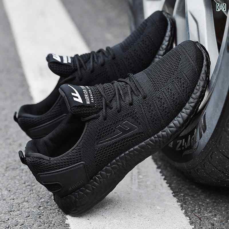ランニング　シューズ　カジュアル プルバック メンズシューズ カジュアル ランニング スポーツ シューズ 春秋 耐摩耗 滑り止め 作業 靴 オール ブラックメッシュ メンズ