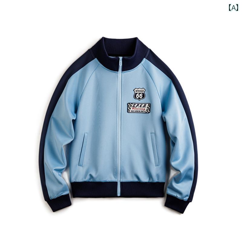 ジッパー　ジャケット　カジュアル マッデン アメリカン レトロ スタンドカラー スウェットシャツ ジッ..