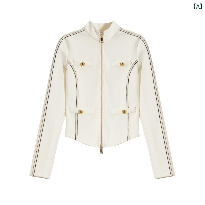 ジッパー ジャケット カジュアル PINPINPLUS π 春秋 スタンドカラー スポーツ シャネル スタイル スリムトップス レディースジャケット パンツ セット