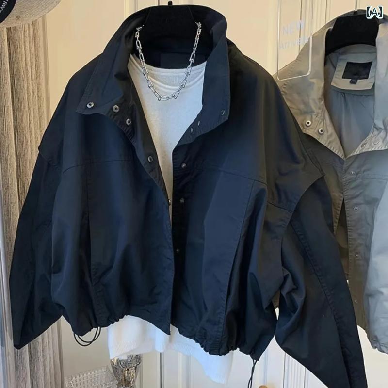 フリース　トップス　ジッパー 春秋 レディース ショート ジャケット ウインドブレーカー トップス 小..