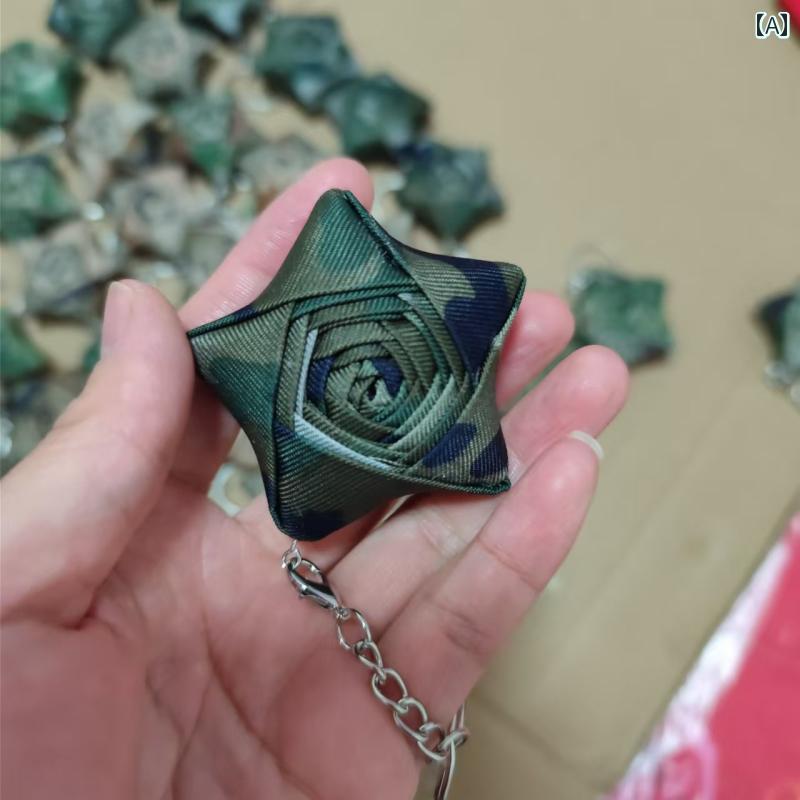 キーホルダー　アクセサリー　メタル ミリタリー 専用 迷彩 キーホルダー ファブリック スター 装飾品 ..