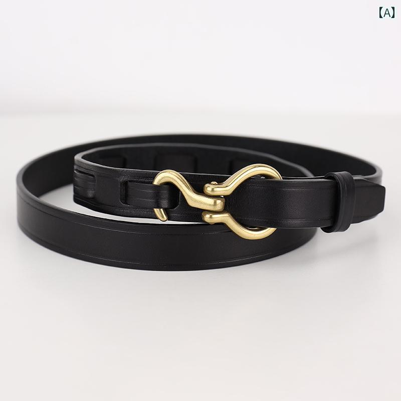 レディース　ベルト　カジュアル 小さい フランスの ヴィンテージ レトロ ベルト レディース 個性的な な第一層 牛革 フック 革 イン