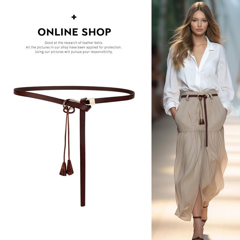 レディース　ベルト　カジュアル 女性用 ベルトな 革 上層 牛革 レトロ ファッションの 結び目の ある ..