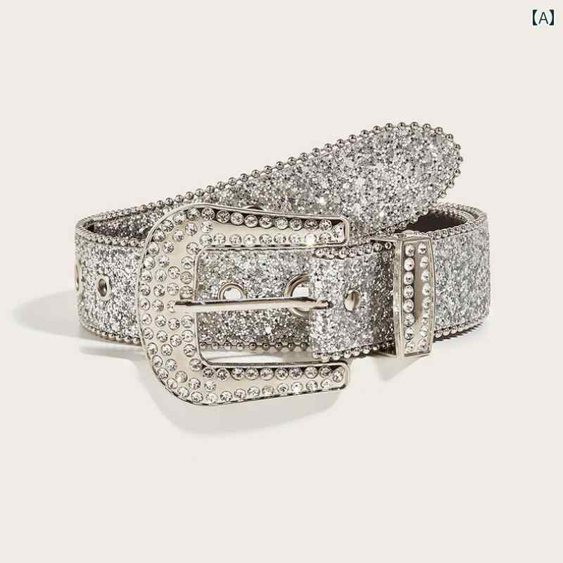 レディース　ベルト　カジュアル サブカルチャー ラインストーンベルト パンク Y2K ホット ガール ミレニアム ラインストーン レディース 装飾 ジーンズ ベルト