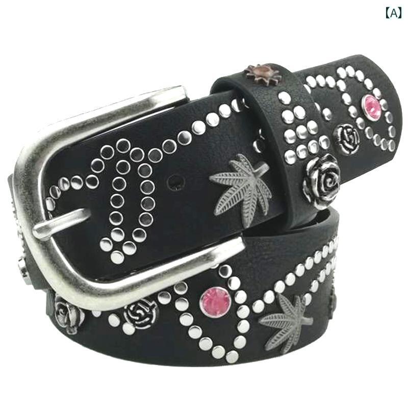 レディース　ベルト　カジュアル Cold Weapon レディース ベルト ファッション メタル スタッズ 象嵌 ..