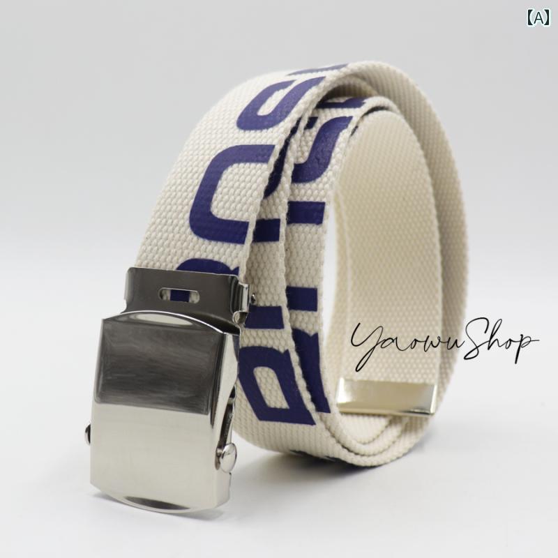 レディース　ベルト　カジュアル メンズ レディースの アメリカン レター プリント キャンバス ベルトな ベルト向けな バックル ズボン ベルト