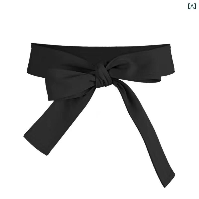 レディース　ベルト　カジュアル ウィンドブレーカー ベルト レディース ネクタイ 布 レース 装飾 ドレス ノット ウエスト ブラック カーキ アクセサリー シンプル 拘束