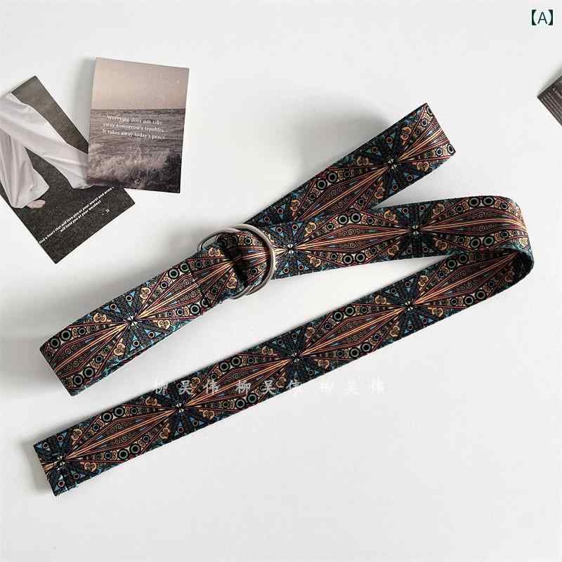 レディース　ベルト　カジュアル エスニックの ジーンズ オーバー オール 女性用 ダブル リング バック..