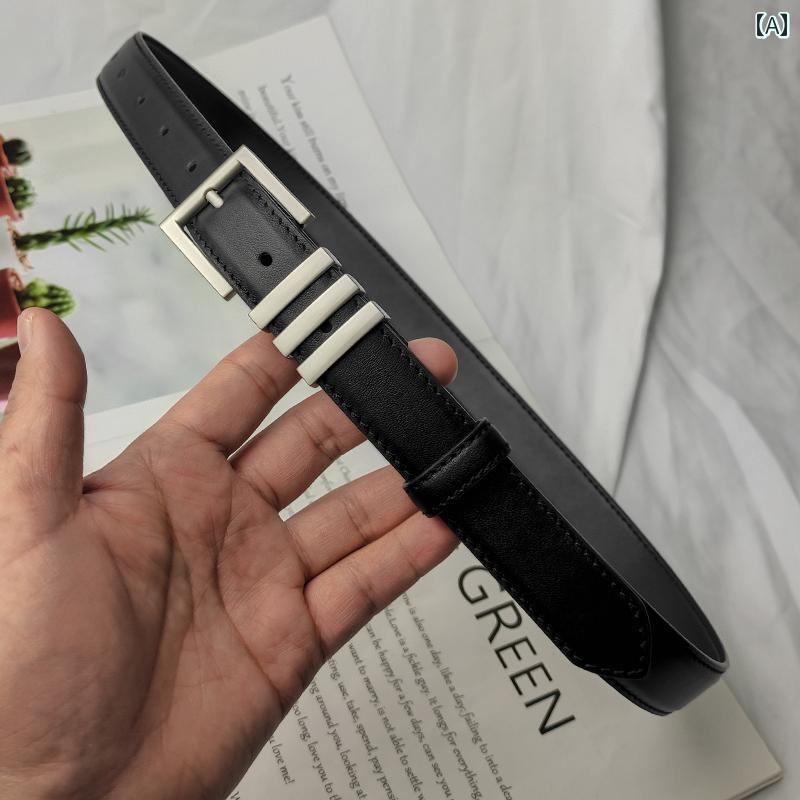 レディース　ベルト　カジュアル レディースレザー ベルト 高級 トップ 層 牛革 ブラック ジーンズ 新..