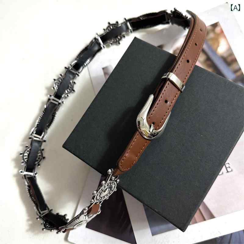 レディース　ベルト　カジュアル アメリカン レトロ 彫刻が 施 ベルト 汎用性 高さ ジーンズ アクセサ..