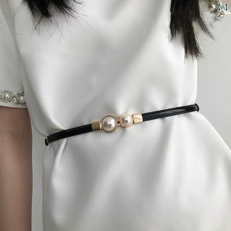 レディース　ベルト　カジュアル レディースの 細い ベルト 装飾的な ドレス ウエストを 細くする パン..