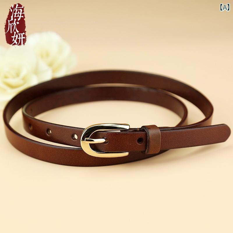 レディース　ベルト　カジュアル ベルト レディース リアルレザー トップレイヤー 牛革 カジュアル レトロ ピン バックル スカート 飾りに ぴったり シンプル