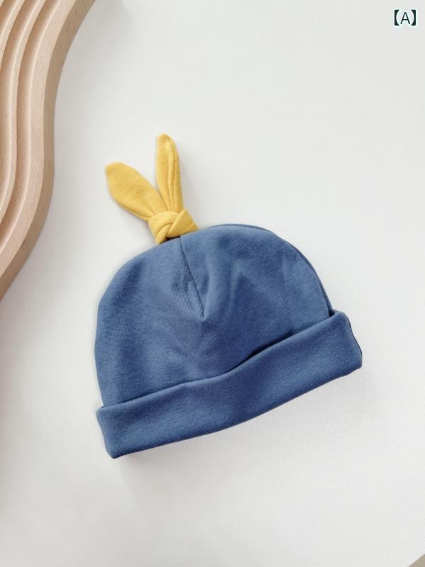 帽子　うさぎ耳　かわいい 秋冬 の バニー ベビー ハット 新生児の 男の子と 女の子用 綿の プルオーバー 弓の 耳の 形 付き