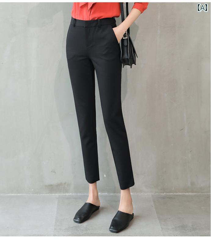 レディース　ジーンズ　ハイウエスト 2024 春秋 小さい レディース 黒の スーツ パンツ 九分丈 ストレート シガレットパンツ ハイウエスト 8 点 プロ小 脚