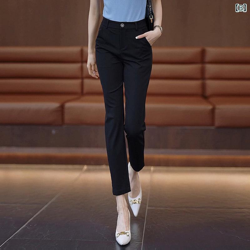Mujeres Jeans Leg Costumbre Pantalones Mujeres Primavera Otoño Alto Oeste Slim Negro Casual Pantalones Pequeños Nueve Pantalones — vista 2