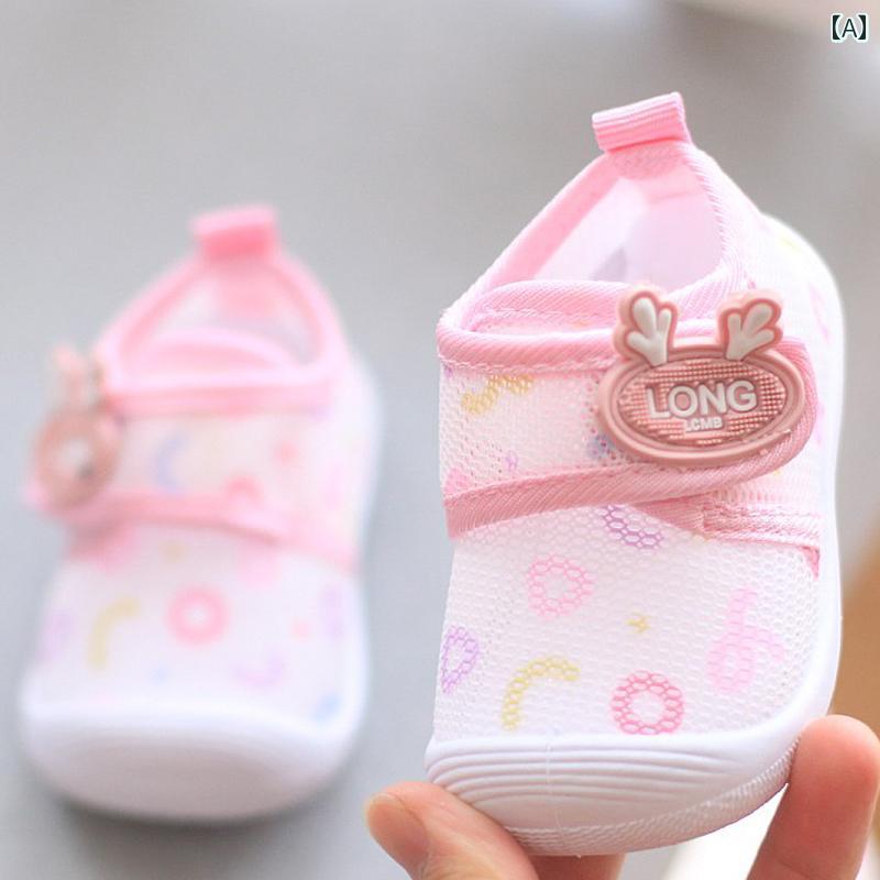 赤ちゃん 靴 シューズ ベビー 春夏 ソフト ソール メッシュ シューズ 乳幼児 1歳 通気性 シングル 春秋 子供の 歩行 学習は 音を 立てます