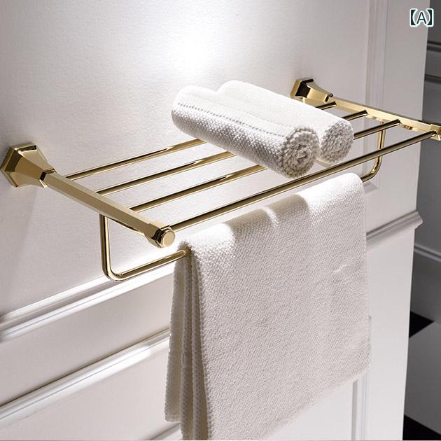 インテリア　ラック　収納　フック フランジ ゴールド フル 銅 ヨーロピアンスタイル バス ルーム トイレ ハードウェア 収納 二 層 タオル ラック ペンダント セット