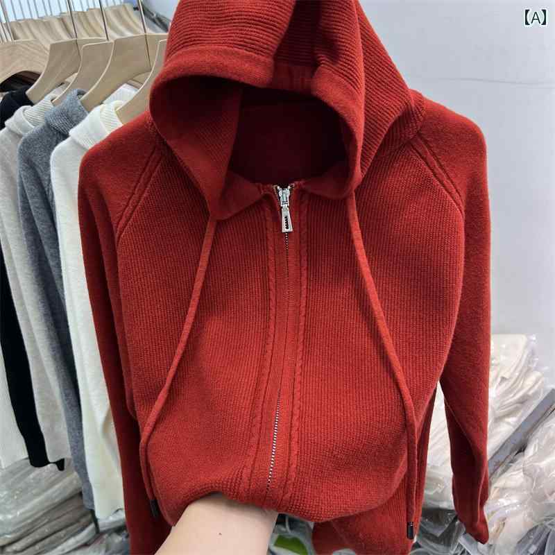 パーカー　フード付き　ニット 2025 春 ダブル ジッパー ソフト 長袖 ニット パーカー セーター レディ..