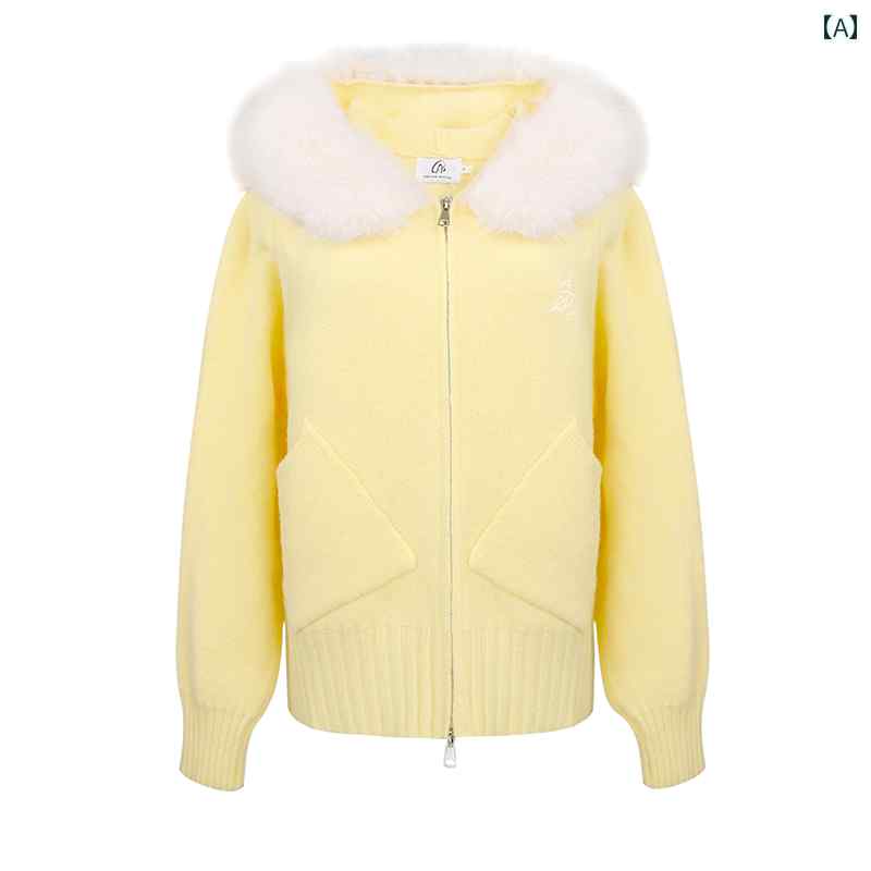 パーカー　フード付き　ニット iNSLiiSA 柔らかくて ゆったり 優しい フード付き ファーカラー セータ..