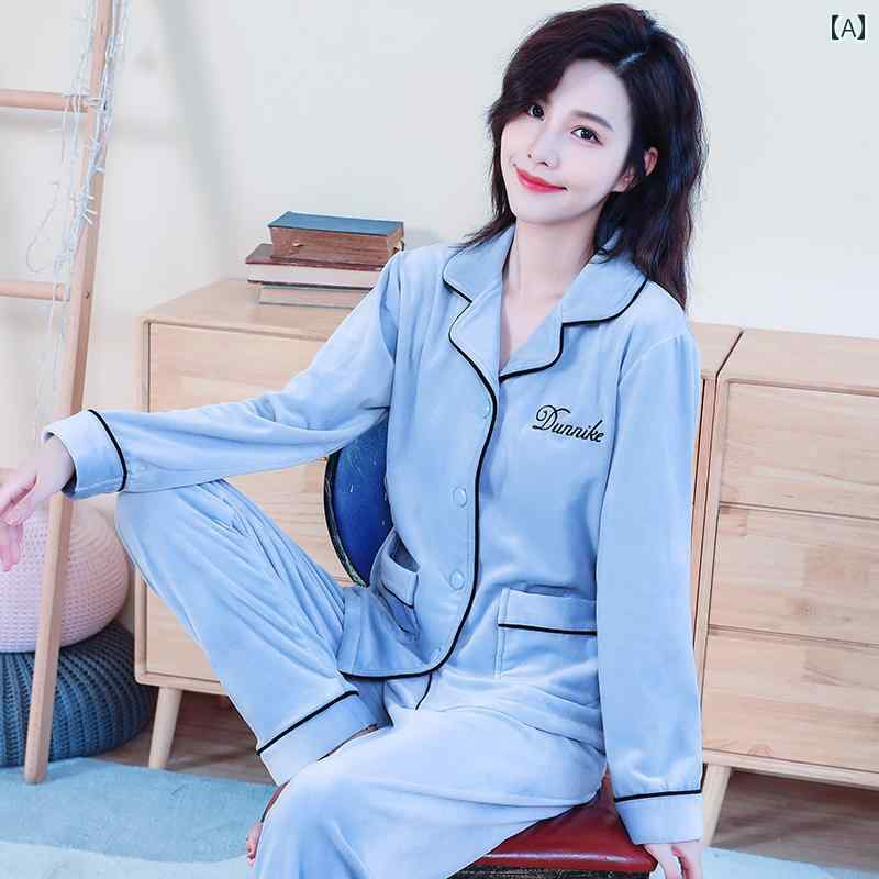 レディース　パジャマ　スウェット　上下 女性用 アイランド ベルベット パジャマ 秋冬 長袖 大きいサイズ カーディガン 薄手 コーラル 屋外で 着用 可能 ホーム 服 2点 セット