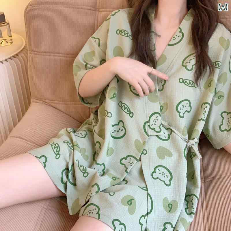 　パジャマ　レディース　上下 パジャマ レディース 薄手 夏 ネット 風 半袖 ゆったり 漢服 着物 かわいい年 家 着 スーツ