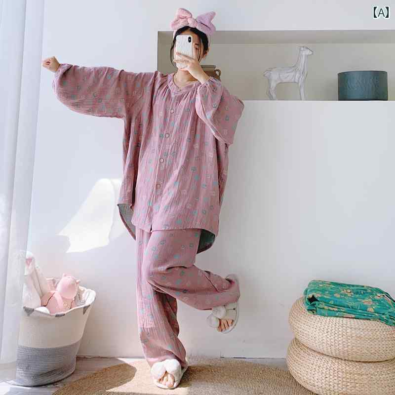 　パジャマ　レディース　上下 チャイナ風 糸 染めの 二 重 カーディガン 綿 パジャマ レディース 大き..