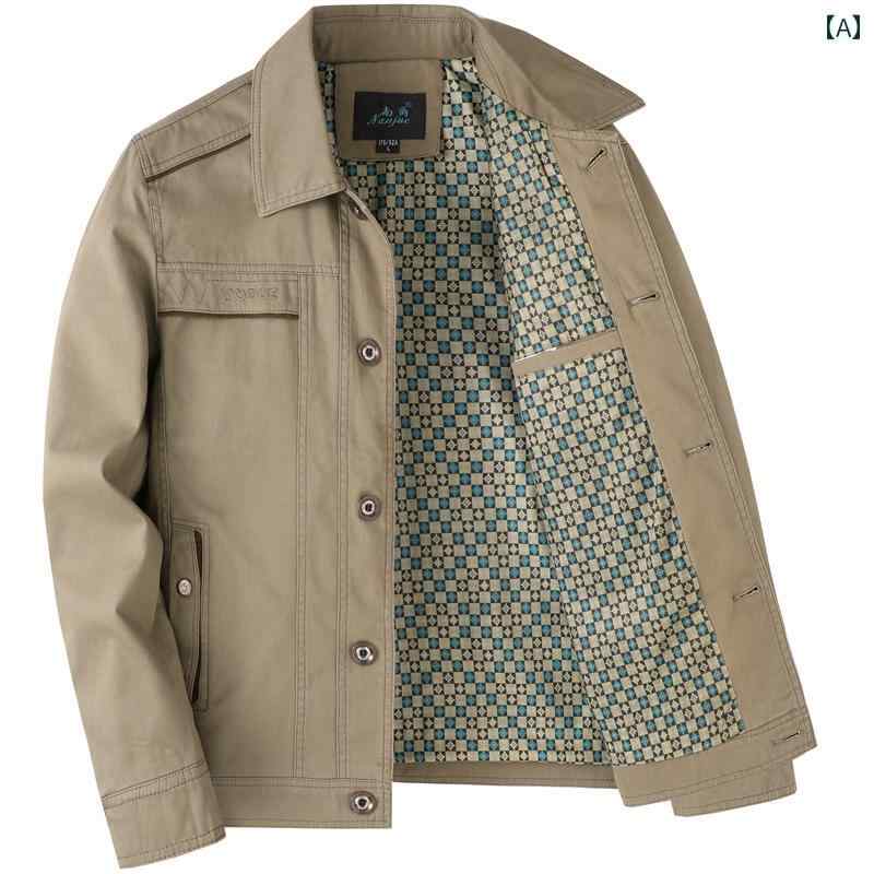 　ジャケット　パーカー　メンズ　シンプル お父さんの 綿 ジャケット 春秋 中年 メンズ 秋服 ボタン トップ 男性
