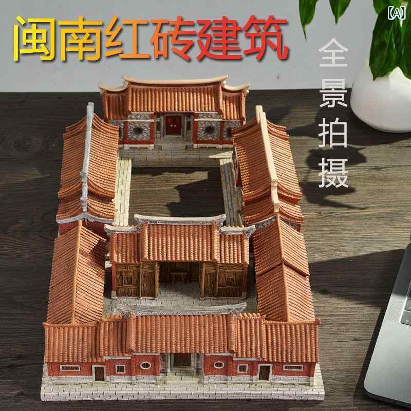 　ホビー　雑貨　装飾品 樹脂の 装飾品 リビング ルームの 装飾 四合 院 閩 南 赤 レンガ レトロ 家 泉..