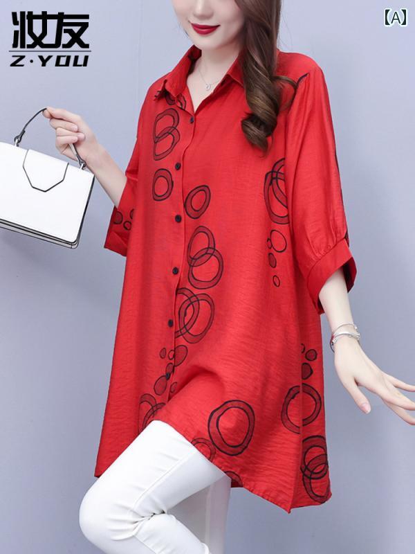 レディース　　シャツ　トップス 西洋風 高級 リネン コットンシャツ レディース ヒップ カバー シャツ 2025新 ファッション ミディアム ロング 夏 トップス