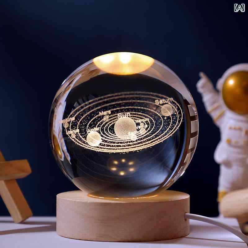 ホビー 雑貨 装飾品 光る 太陽 系 クリスタル ボール デスク トップ ナイトライト オーナメント 星空 ガラス デコレーション 誕生日 プレゼント レディ...