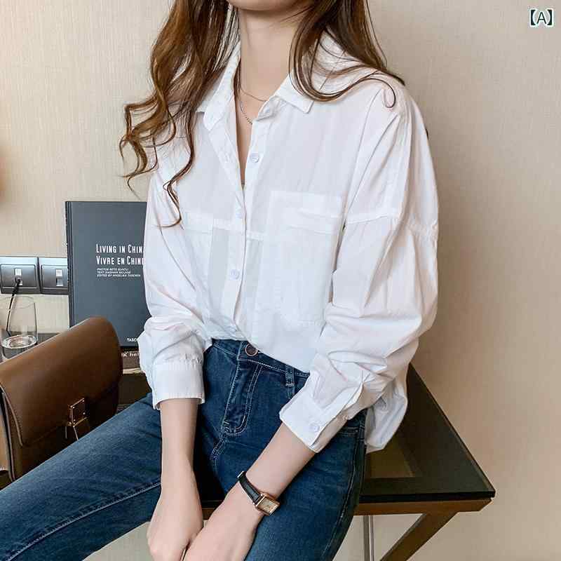 レディース　　シャツ　トップス 白い 綿 リネンの シャツ レディース 秋服 ファッション カジュアル ..