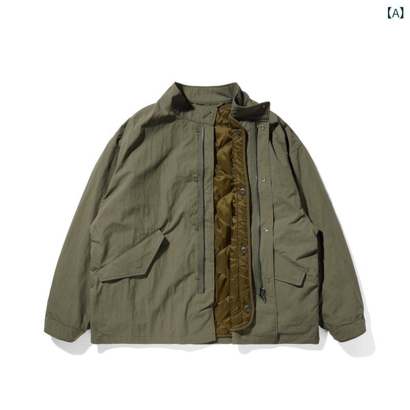 　アウター　メンズ　ジャケット　パーカ Vavu 和風 レトロ M 65 3 in 1 キルティング コットン ライナー ジャケット 秋冬 レジャー 通勤 厚手 服 メンズ