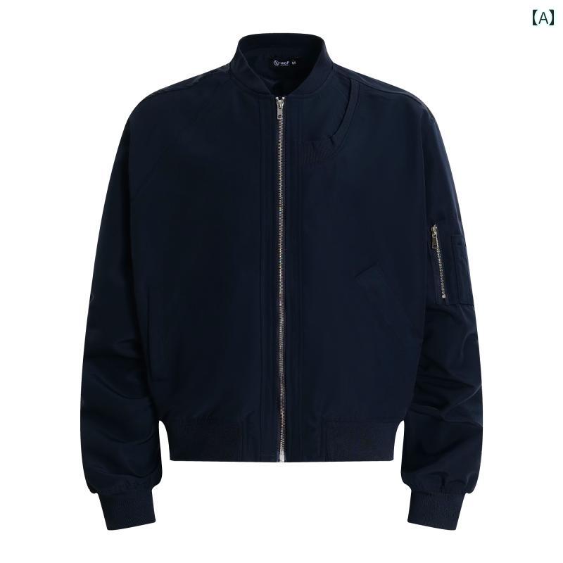 アウター メンズ ジャケット パーカ ブラック リスト アメリカン レトロ ハリントン ワークウェア パイロット ジャケット 男女兼用 春秋 キルティング ベースボール