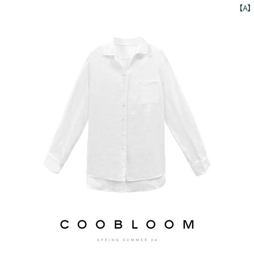 レディース シャツ トップス COOBLOOM / オールド マネー スタイル ホワイトリネン シャツ レディース 2025 早春 長袖 トップス セット レディース シャツ トップス COOBLOOM / オールド マネー スタイル ホワイトリネン シャツ レディース 2025 早春 長袖 トップス セット